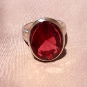 Sterling  Silver Red Gemstone Ring